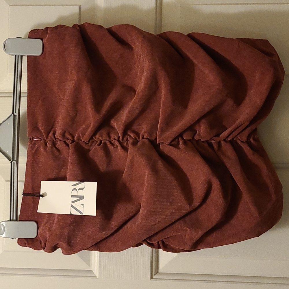 Zara Ruched Corduroy Mini Skirt Size Large - Picture 3 of 6
